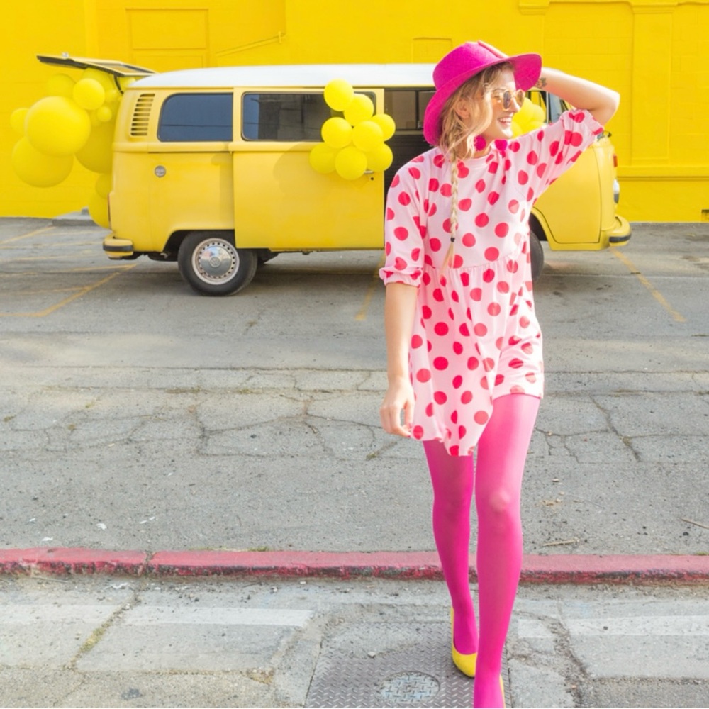 Pink and Red Polka Dot Dress